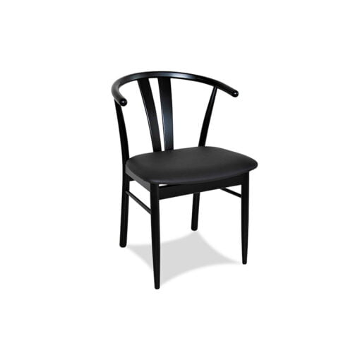 Maja spisebordsstol - sortlakeret m/sort læder